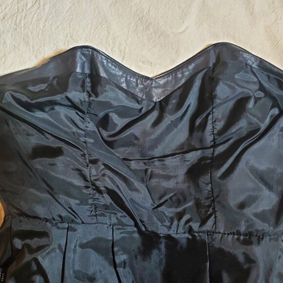 Vintage 80s Berman's Genuine Leather size S / size 2-4 Strapless Peplum Dress - Picture 8 of 13